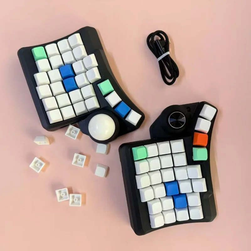 HPD v2 Theme Механическая клавиатура с изогнутым дизайном Проводная горячая замена QMK Трекбол Эргономичные аксессуары для набора текста для офиса/игр