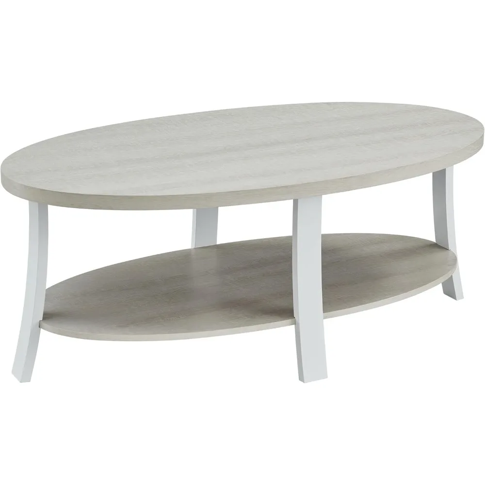 Eigentijdse ovale houten salontafel met witte afwerking