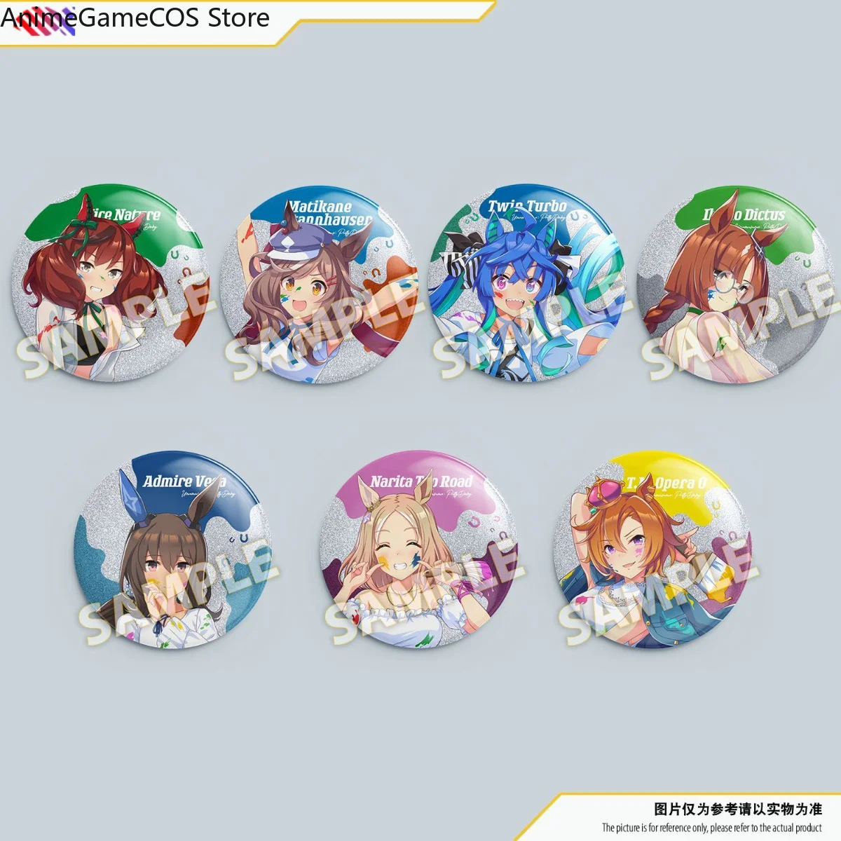 Anime Uma Musume Pretty Derby Twin Turbo Nice Nature T.M. Opera O Tin Badge Cartoon Brooch Backpack Decor Birthday Gift Cosplay