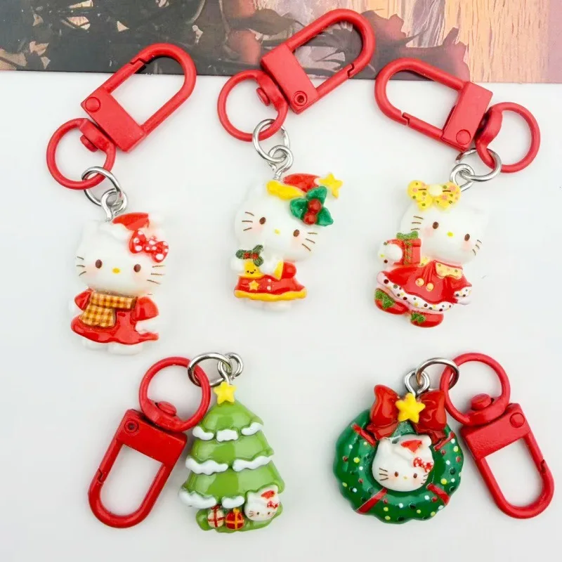 سانريو لطيف الكرتون عيد الميلاد مرحبا كيتي المفاتيح قلادة حقيبة بناتي ملحق حقيبة ظهر الطالب حلية أفضل صديق هدية #1