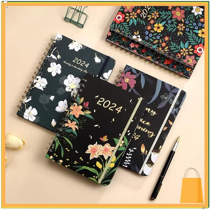 L53A-Planner Planificador Semanal 2024 Encuadernación En Espiral Con Pestañas, Enero - 2024, 15,5X21,5Cm D