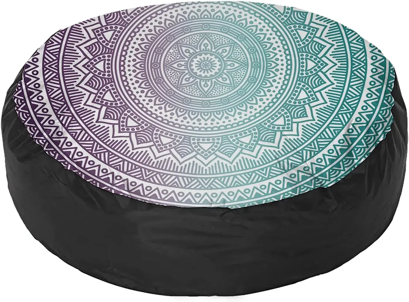 Purple Turquoise Ombre Mandala Tire Cover Universal Fit  Trailer SUV Waterproof Spare Wheel Cover Geometric Floral Pattern