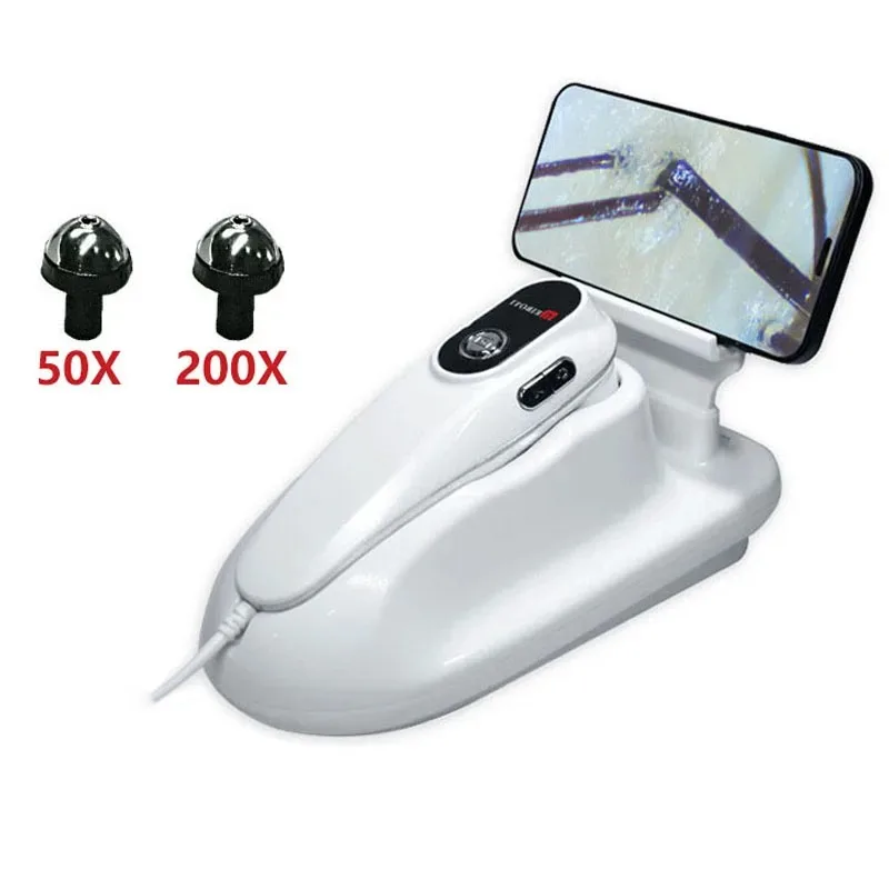 頭皮/皮膚/毛包検出器プロフェッショナル50X/200X皮膚アナライザー充電式UVテスト分析拡大鏡（Windows用）
