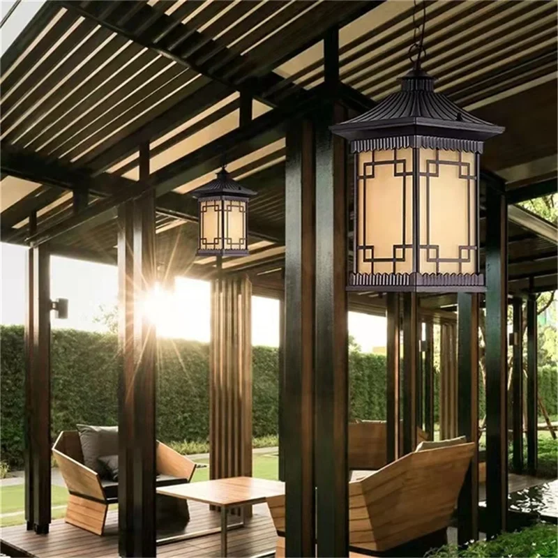 PLLY Classical Pendant Light Outdoor Retro LED Lamp Waterproof for Home Corridor Decoration