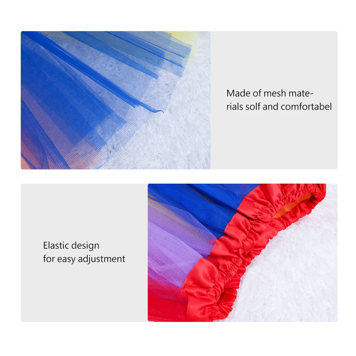 

Rainbow Tutu Suit Iridescence Layered Ruffle Tiered Skirt Dress Elastic Waistband Party Dance Photography Dress for Women