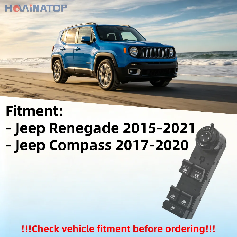 HOWINATOP 735603975 18-Pin Hauptfensterschalter mit Spiegelklappfunktion für Jeep Renegade Compass Dodge Chrysler 2015-2021 – Detail 2