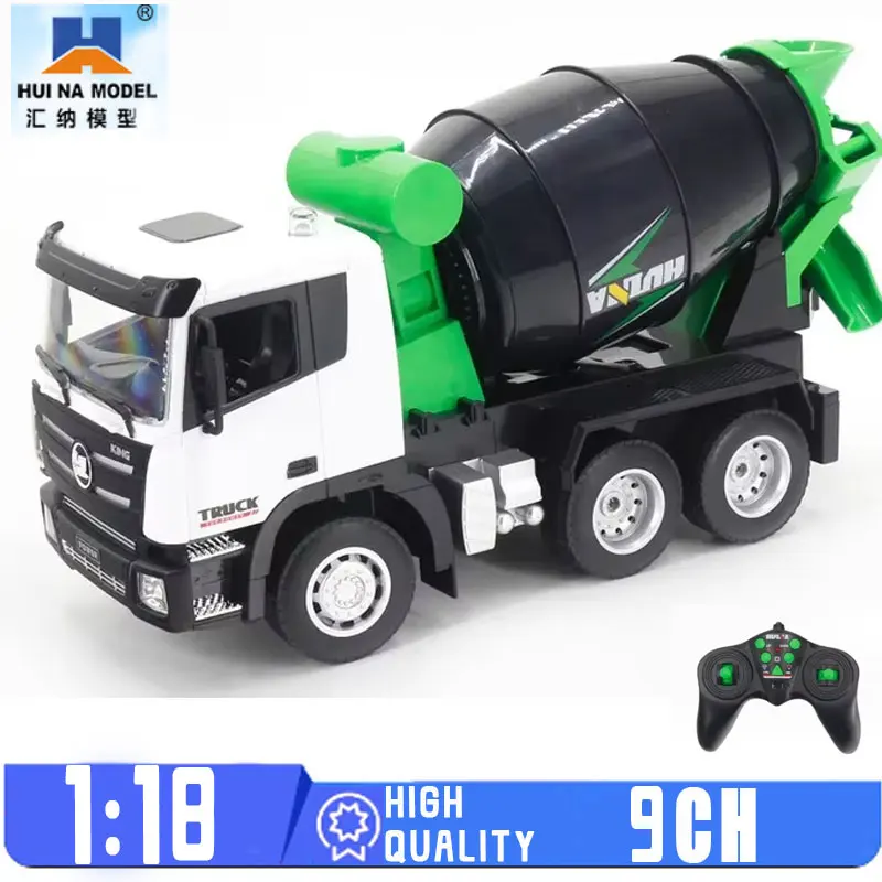 Huina 1557 Remote Control Engineering Vehicle Toy 9-channel Electric Mixer Model 1:18 For Boys Birthday Gifts