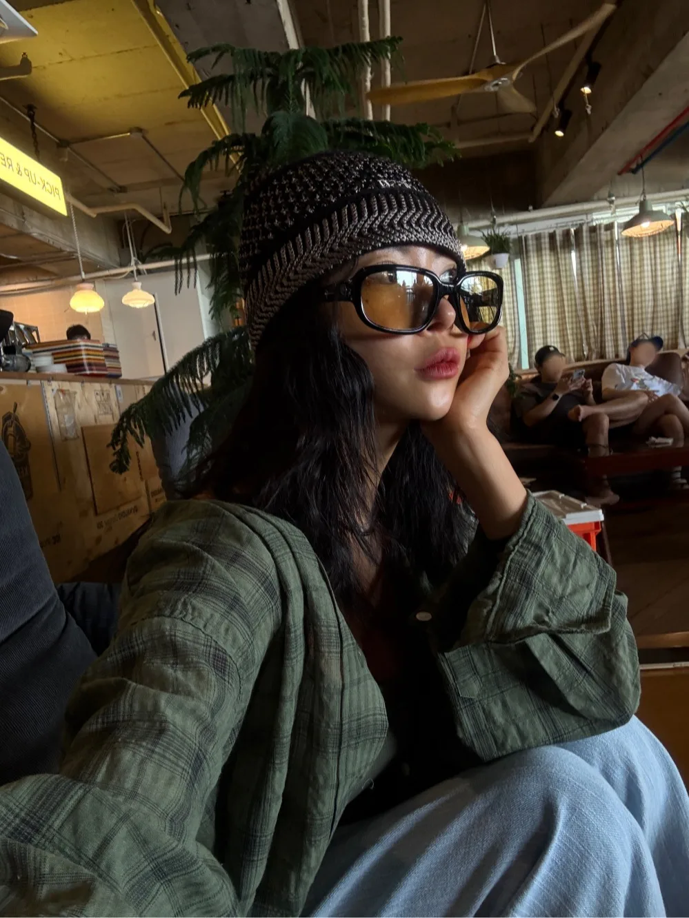 

Korean Sle Plaid Long Sve irt Women's Early Autumn Vintage Collar Single Button Outerwear Cardigan Spring Summer 2025