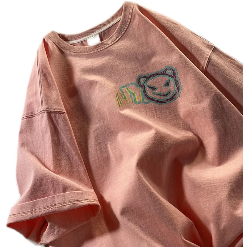 Cseta de manga corta rosa de talla ande para mujer, estilo coreano, hoada, de an tamaño, a la moda, BF, tendencia na...