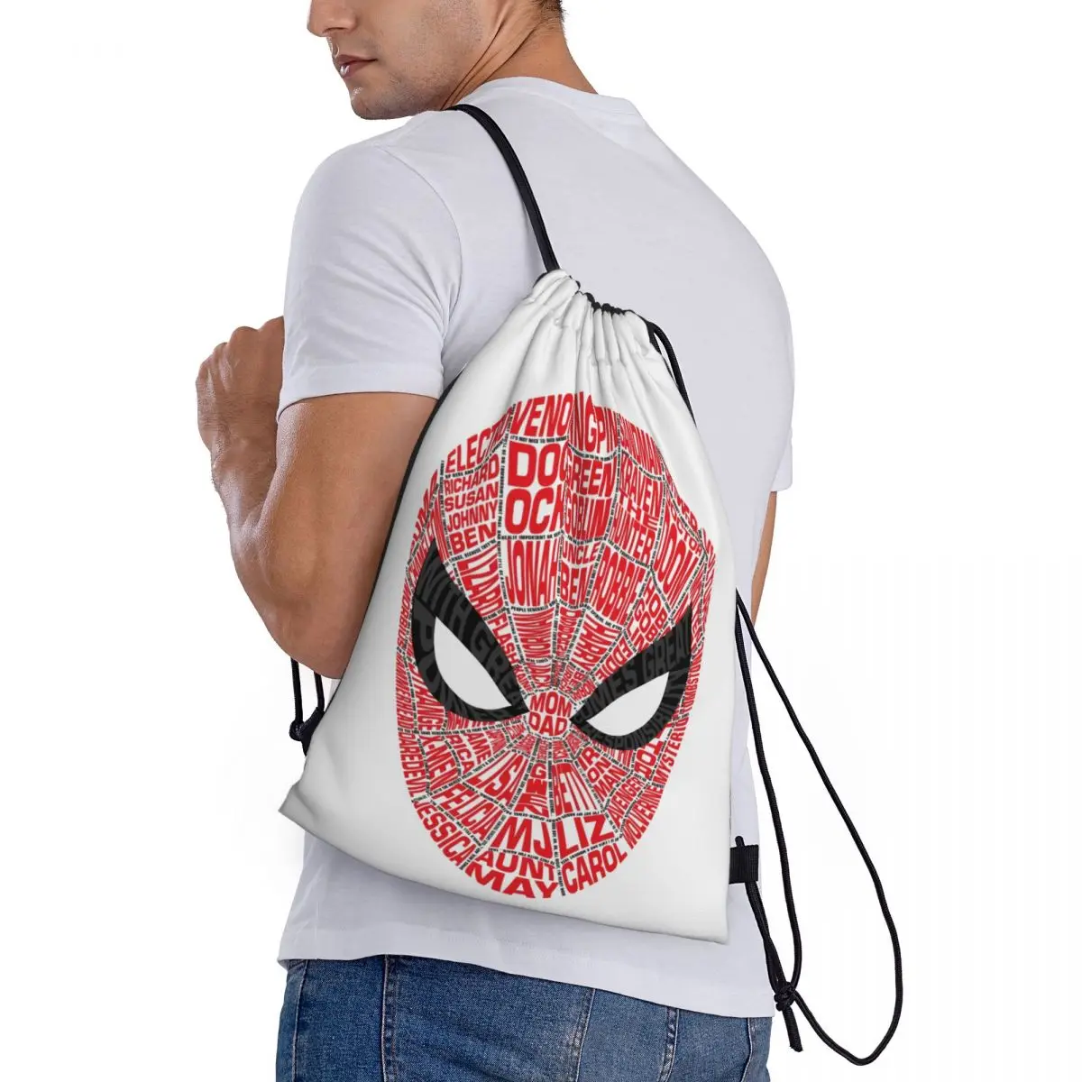 Изготовленная на заказ сумка с рисунком супергероя Человека-паука на шнурке для мужчин и женщин, легкий спортивный рюкзак для хранения в тренажерном зале