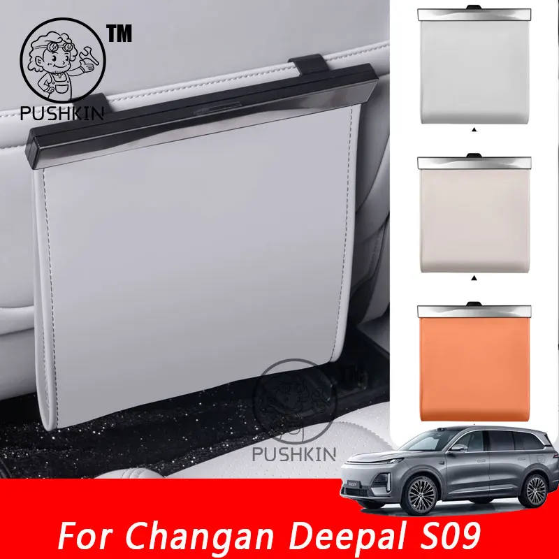 

For Changan Deepal S09 2025 2026 Rear Garbage Bag Seat Back Hanging Chair Back Storage Bag leather Interior Accessories