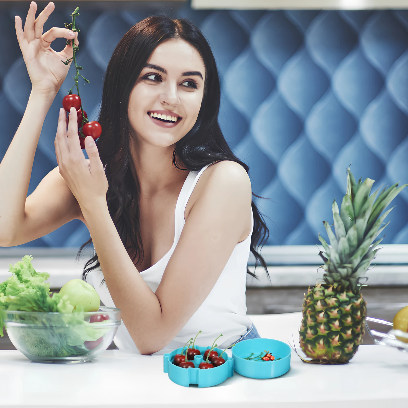 

Cherry Pitter Portable Core Remover Tool Efficient Kitchen Accessory Six Holes Simultaneous Operation Easy Clean