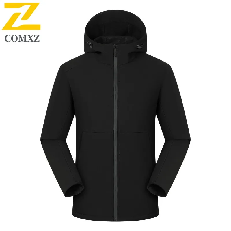 COMXZ الفاخرة مقنعين الرجال سترة 2025 المشي لمسافات طويلة رحلة سميكة معطف دافئ جميع الأغراض ارتداء اليومي ضوء الباردة والدليل على الشتاء ملابس جديدة #5