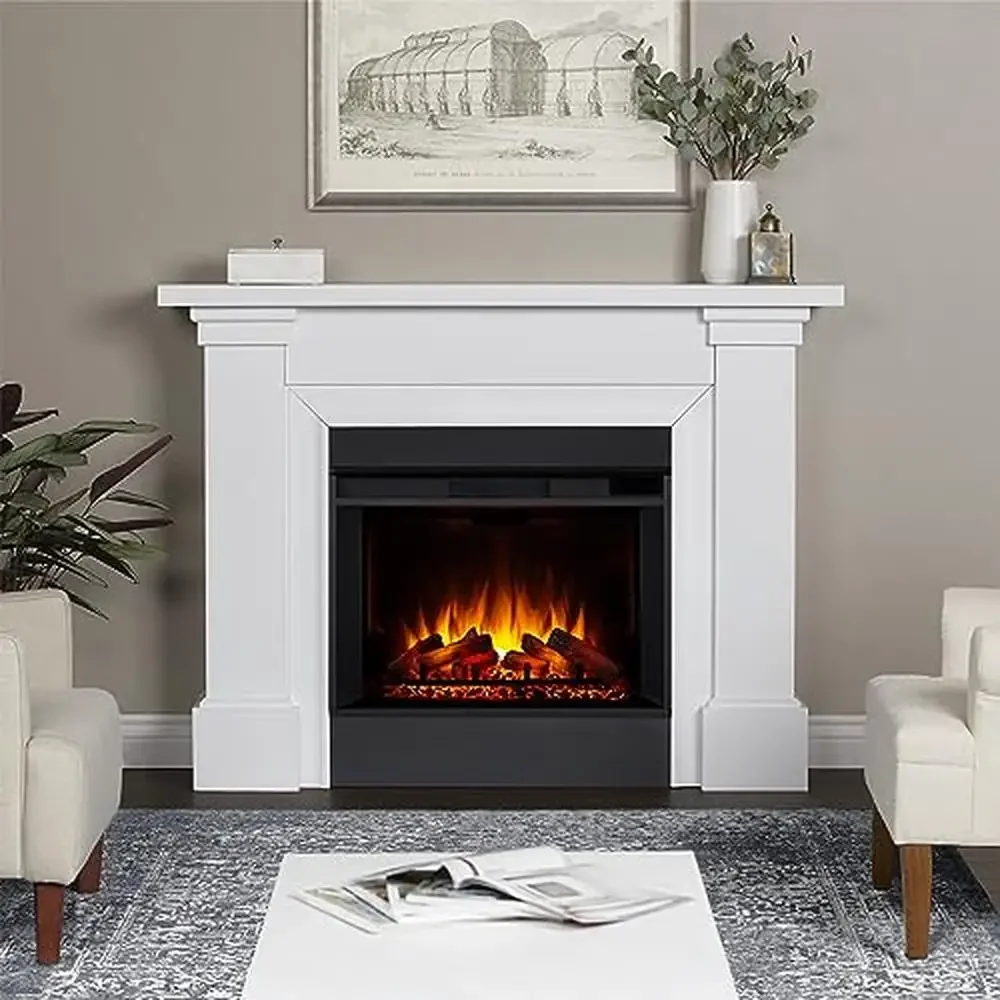 Electric Fireplace Mantel Insert Heater Remote Control Safety Device Realistic Flame Year-Round Ambiance CSA FCC Certified