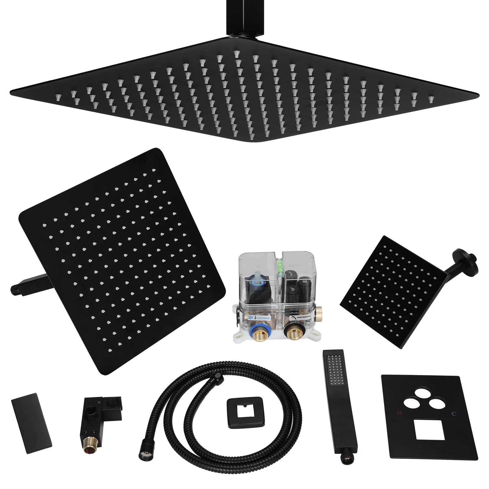 

Shower Faucet Set with Handheld Head Push Button Diverter Rainfall Shower System for Bathroom