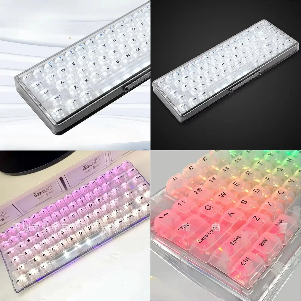 

Matte Translucent PC Keycaps OEM 115 Keys Ice Crystal Transparent for Cherry Gateron MX Switches Mechanical Keyboards