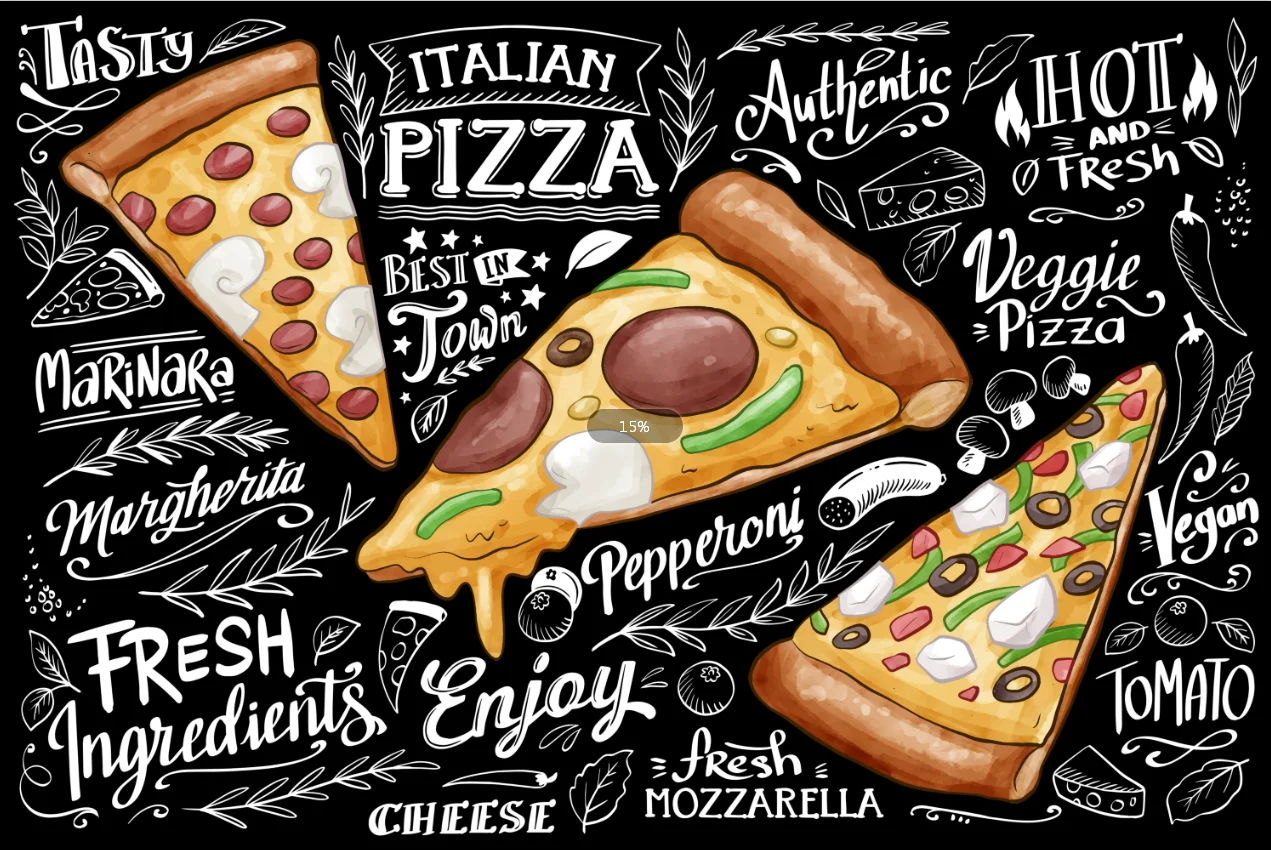 

Custom wallpaper mural of any size Hand-painted pizza cake cafe background wall decoration 3d wallpaper