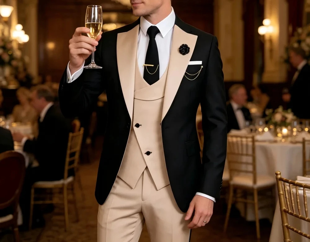 

Мужской костюм-тройка Slim Fit: пиджак, жилет и брюки для свадьбы, выпускного вечера, торжественных мероприятий и деловых встреч