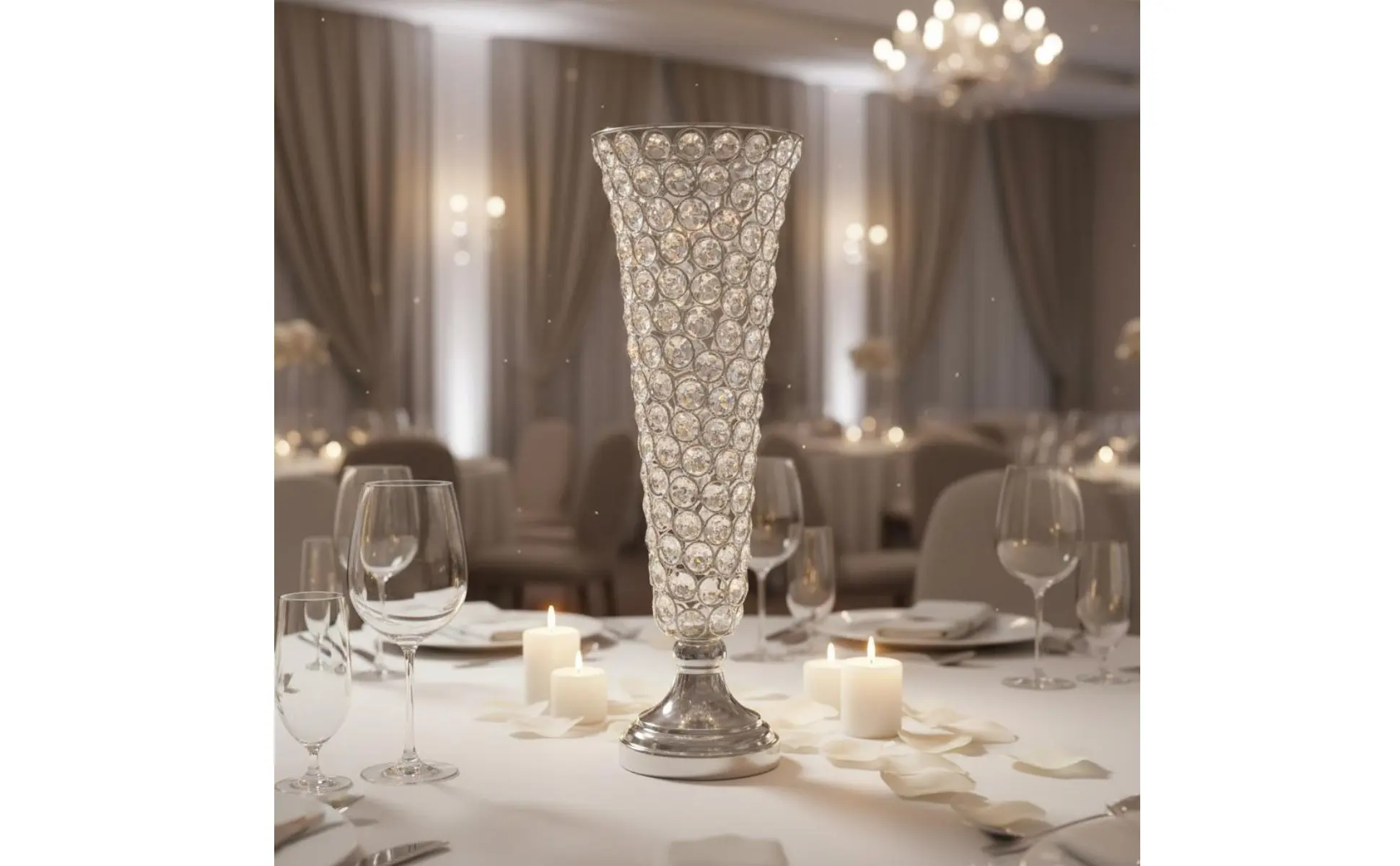 Crystal Vase Centerpiece Elegant Wedding Centerpiece Vase Crystal Flower Stand Easy to Clean Event Decor for Reception