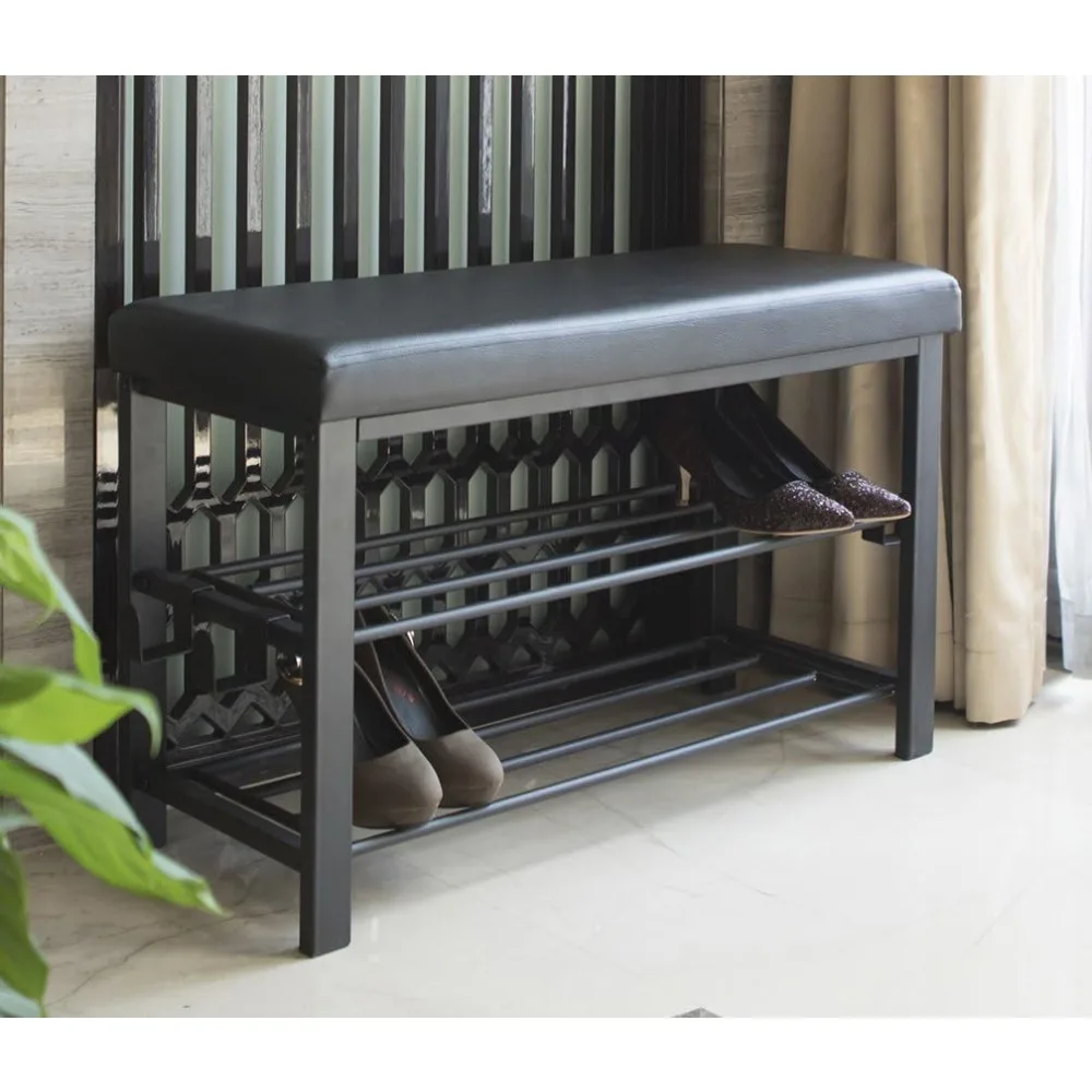 

Entryway Shoe Rack with Cushioned Seat