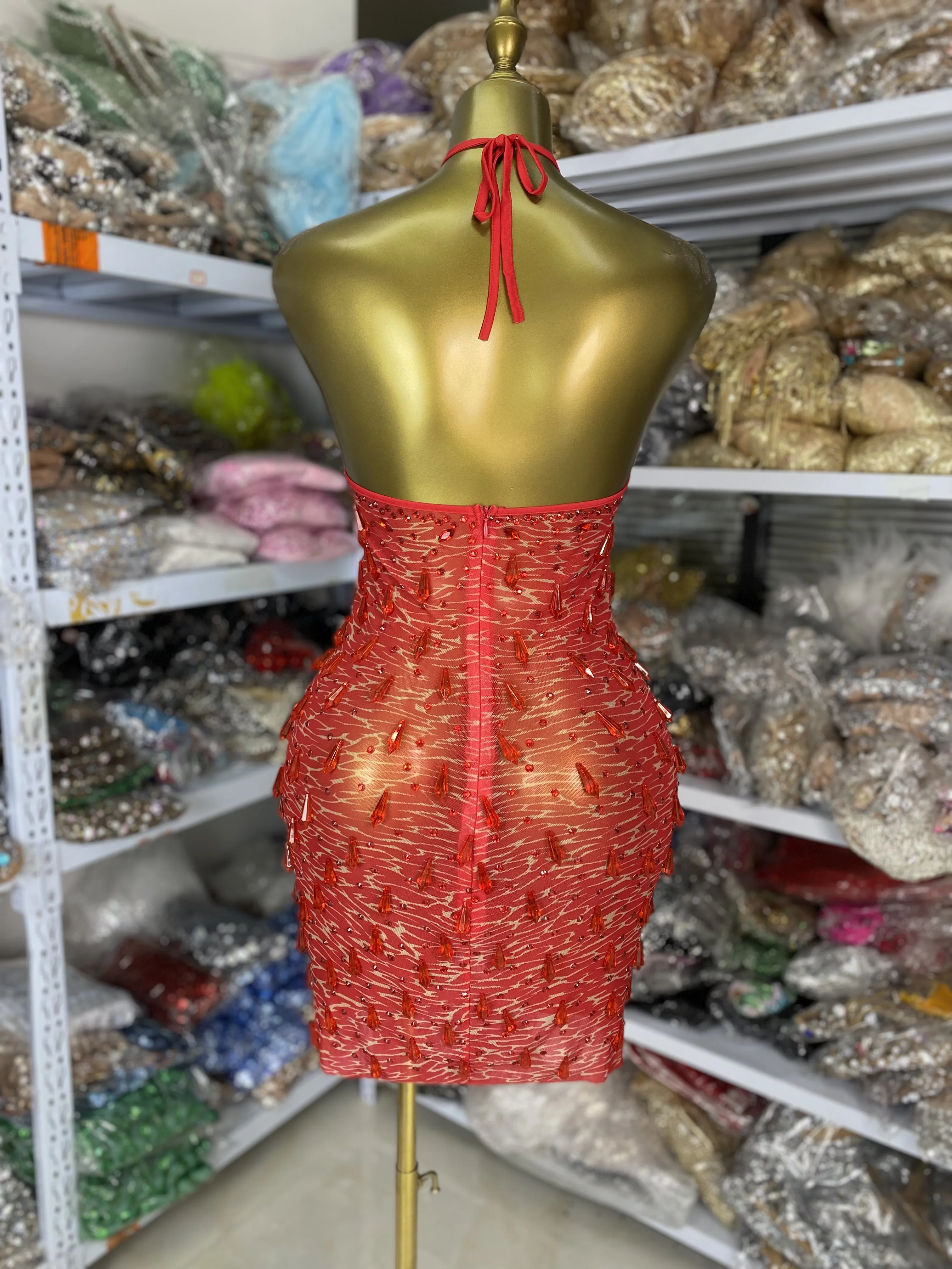 Mulheres brilhantes strass malha halter bodycon mini vestido celebridade noite clube vestido de festa festival musical trajes de palco