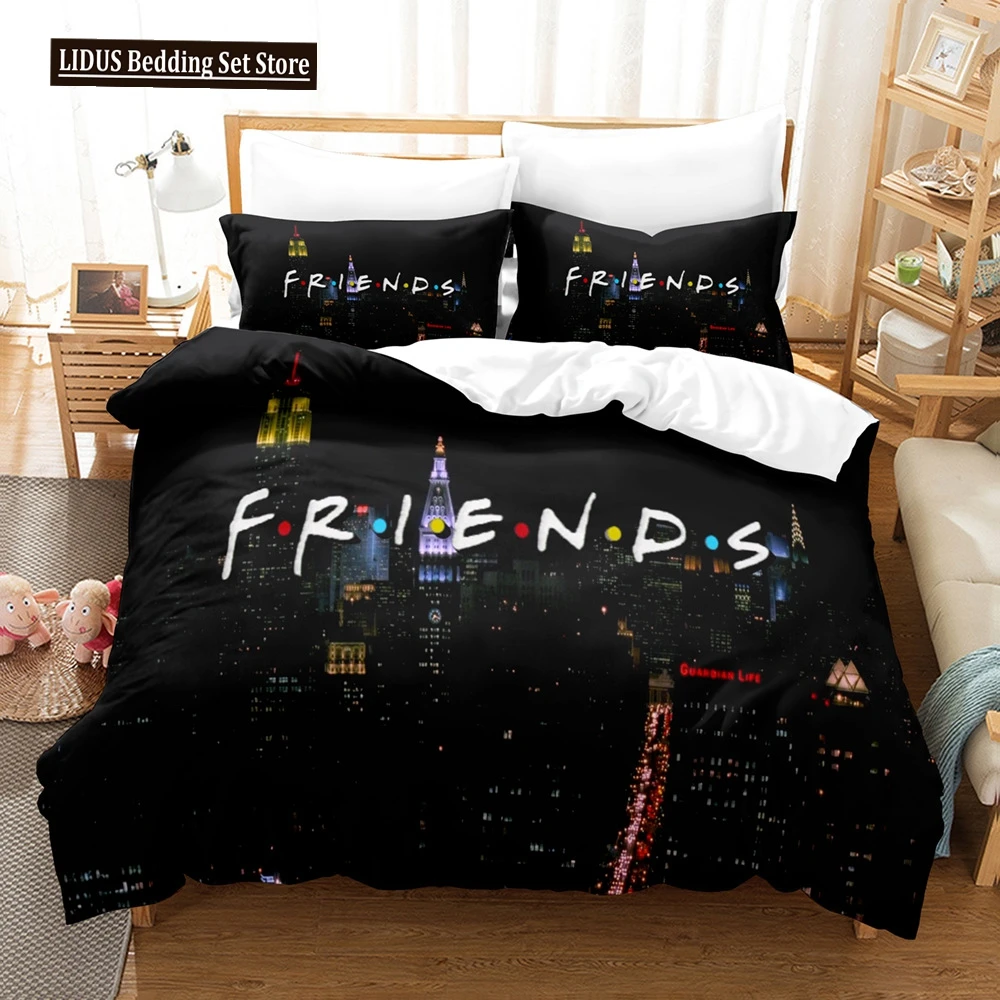 3D Friends TV Movie Duvet Cover Set Full Queen King Size Comforter Cover Bedclothes Bed Linen Quilt Cover Set With Pillowcase(s)