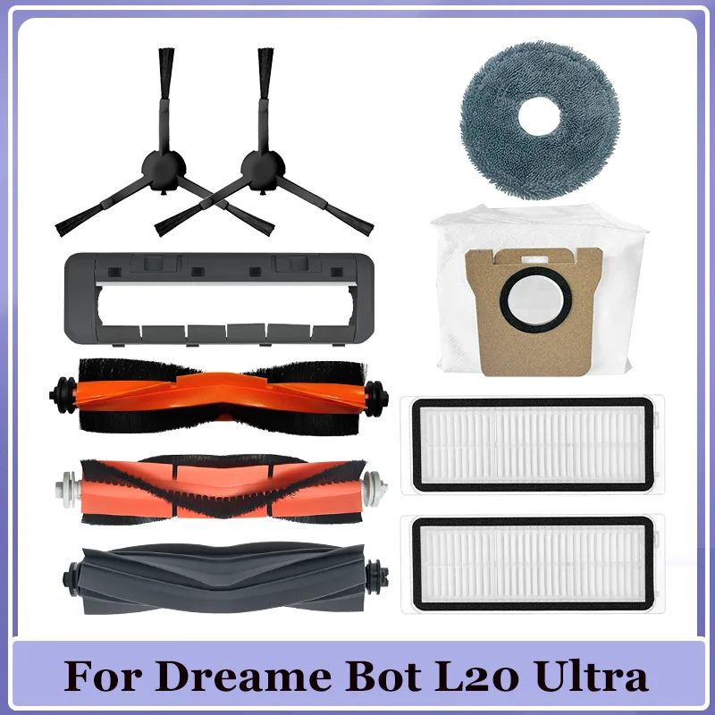 Accessories For Dreame Bot L20 Ultra Robot Vacuums Cleaner Part Main Side Brush Mop Cloths Hepa Filter Dust Bag  Replacement