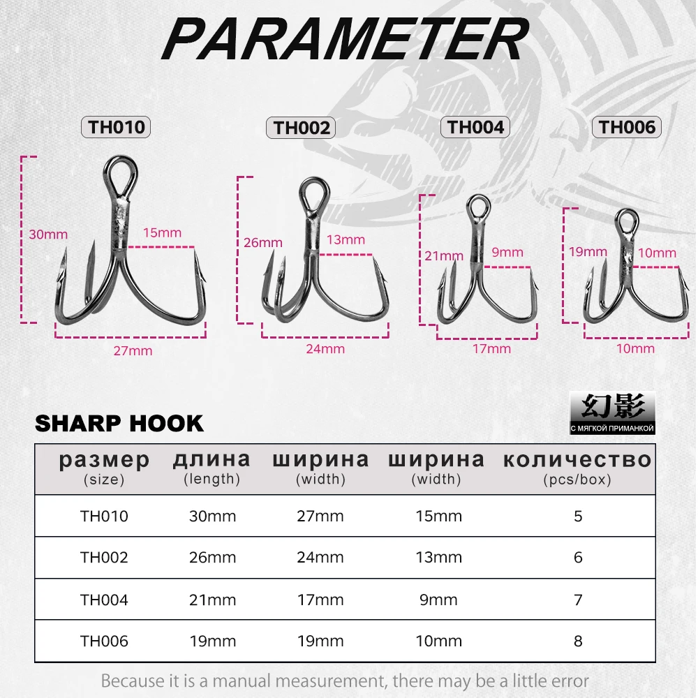 Hunthouse fishing hook set Outer barb Three anchor hook 1/0 2# 4# 6# 5-8pcs/lot high carbon steel sharp for hard lure Accessorie