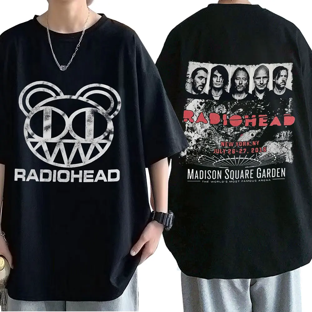 Vintage Rock Band Radiohead T Shirt Men 100% Cotton T-shirts Hip