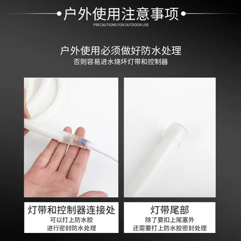 220V 고전압 LED 네온 라운드 형광 유연한 실외 방수 건물 조명 360도