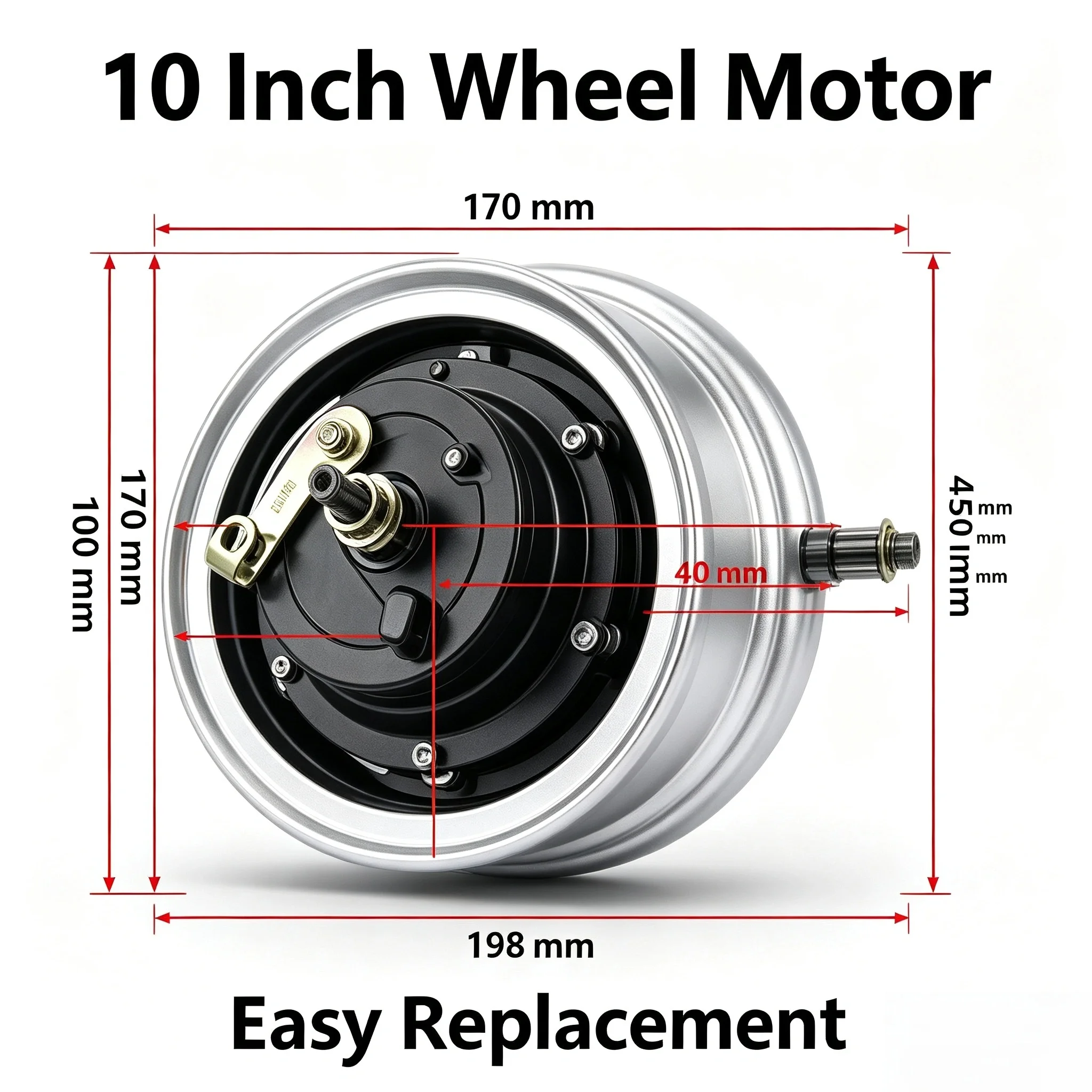 10 Inch Drum Brake Hub Motor 24V 36V 48V For 10x2.0 10x2.50 Vacuum Tire E‑Scooter Mini Harley E‑Bike Replacement Drive Wheel