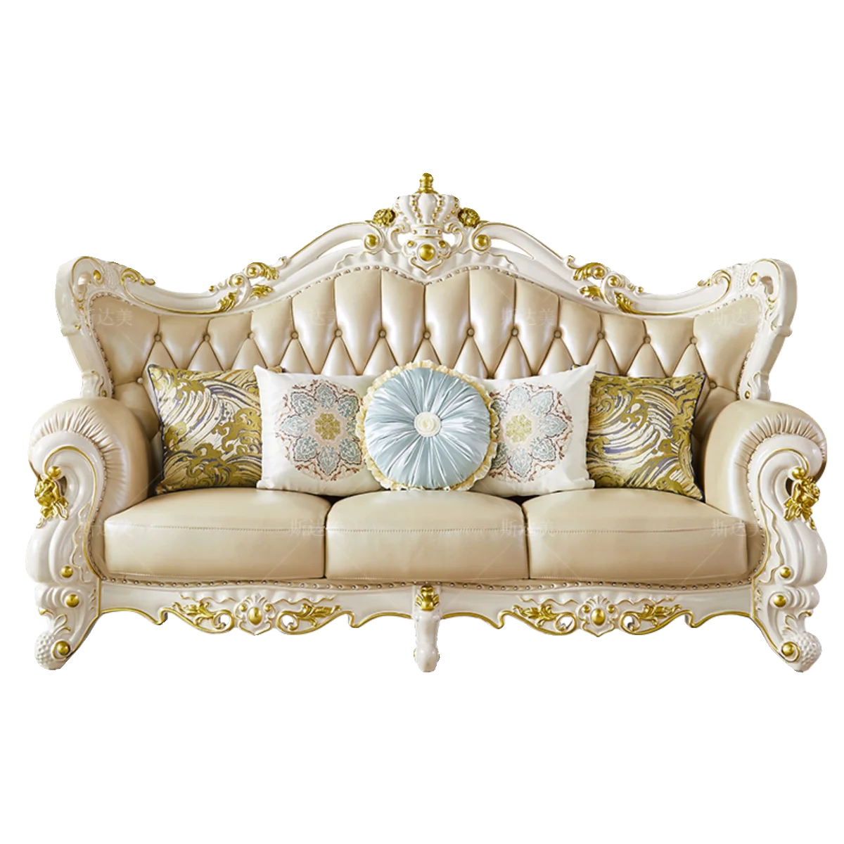 

European leather sofa size apartment living room villa luxury 123 combination solid wood carving flower whole house