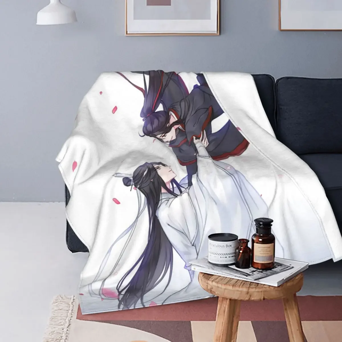Grandmaster Of Demonic Cultivation The Untamed Fleece Throw Blanket Lan Zhan Wei Wuxian Yaoi Blanket for Bedroom Bed Throws