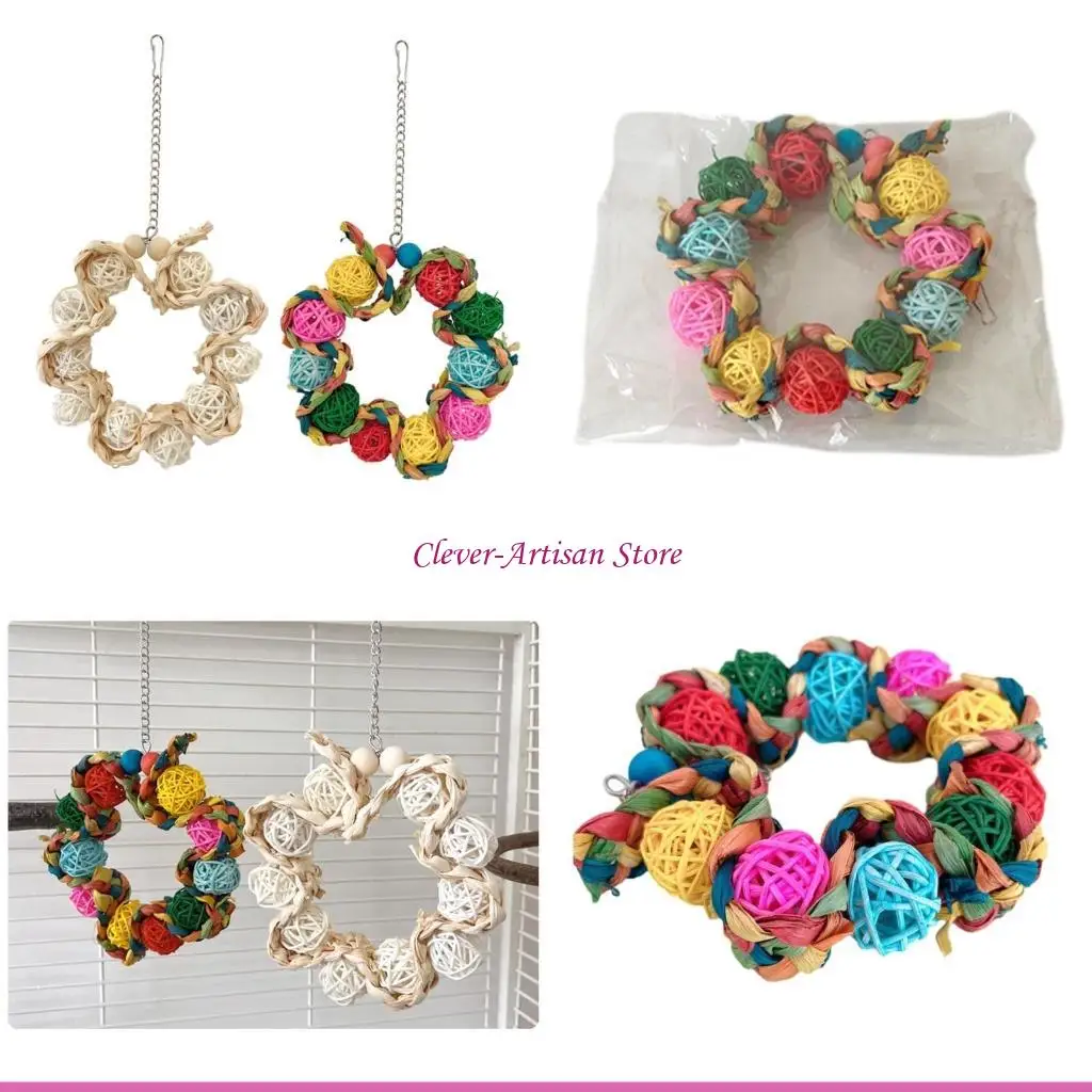 

E06B Bird Swing Toy Birdcages Hangable Perch Bird Grinding Toy Bird Entertainment Toy