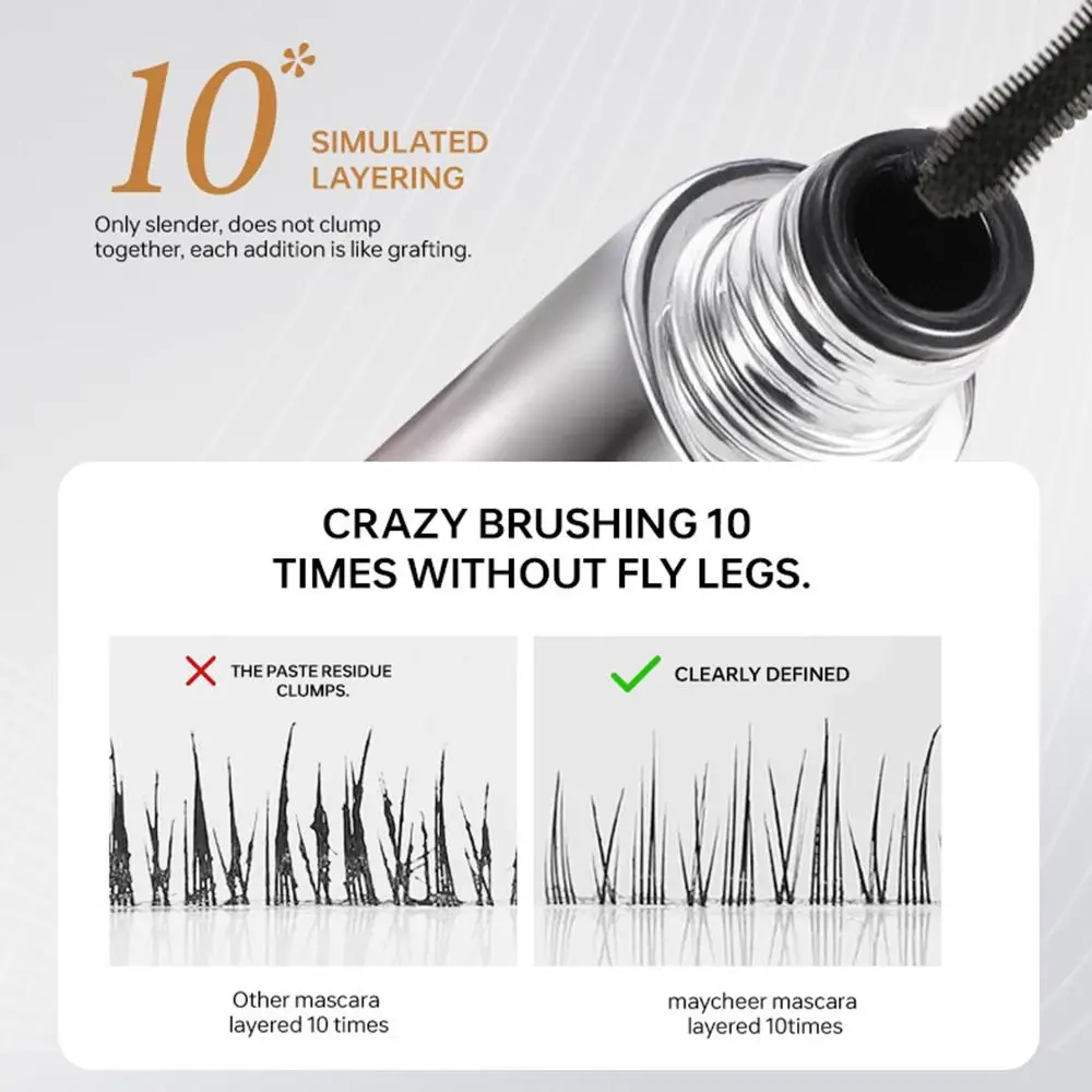 Smudge-Proof Lengthening Mascara Clump-Free Waterproof Curling Mascara Easy Removal Lengthens Eyelashes Fiber Filling Mascara