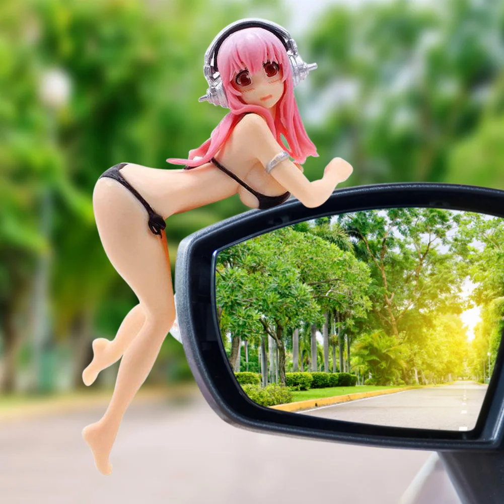 Cartoon Car Phone Holder Bikini Beach Girl Rearview Mirror Sexy Ornament Car Dashboard Decoration Anime Car Accessories Interior