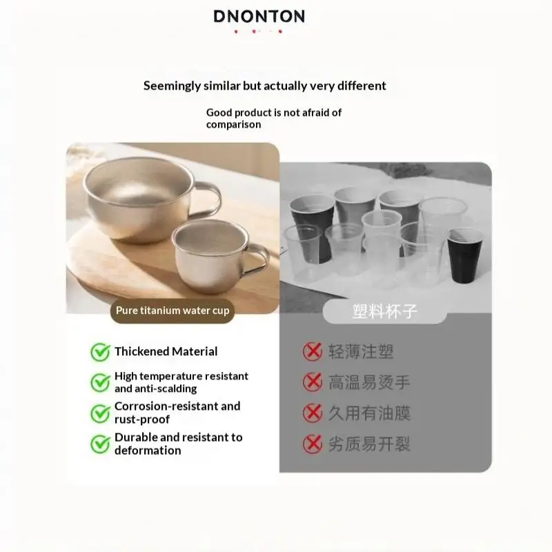 80ml/220ml Camping Water Cup Pure Titanium Portable Tea Coffee Cup Outdoor Kitchen Equipment Mountaineering Cups