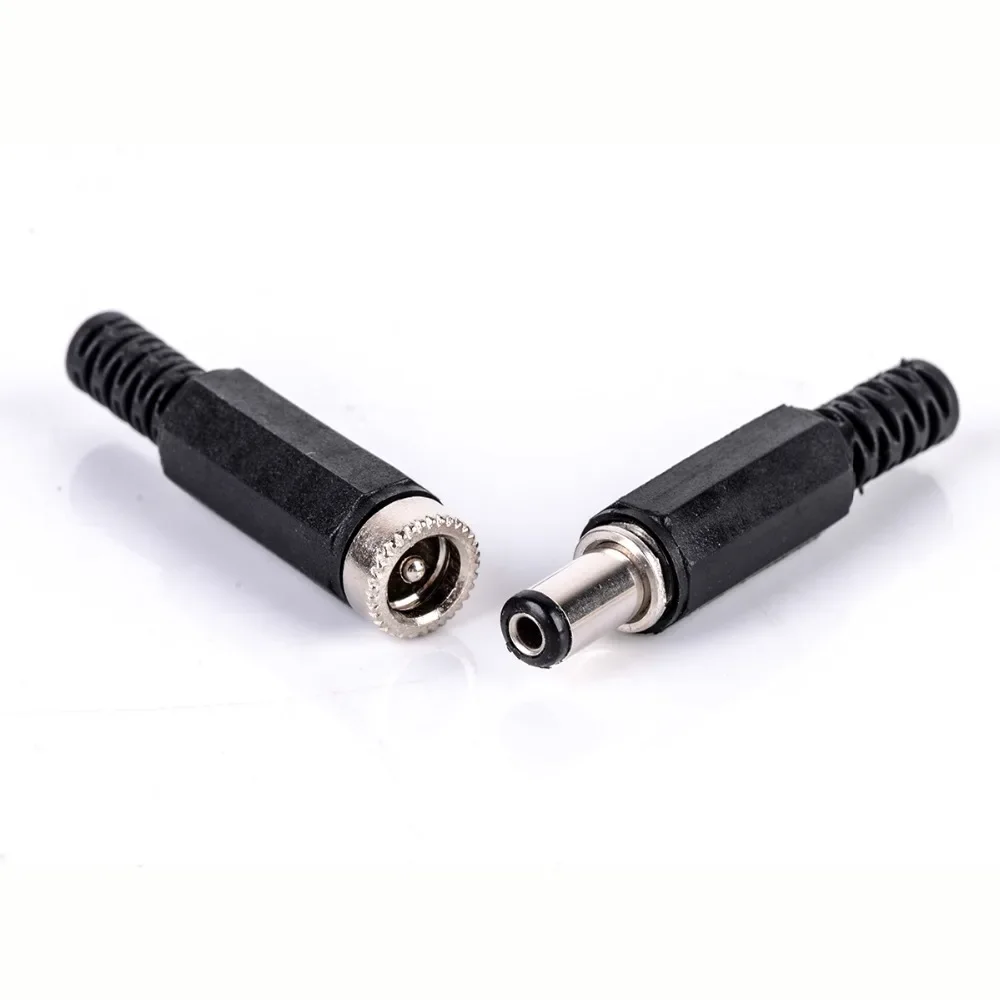 10Pcs 2.1mm x 5.5mm Male DC Plug Electrical Socket Outlet Power Jack Plugs For DIY Projects