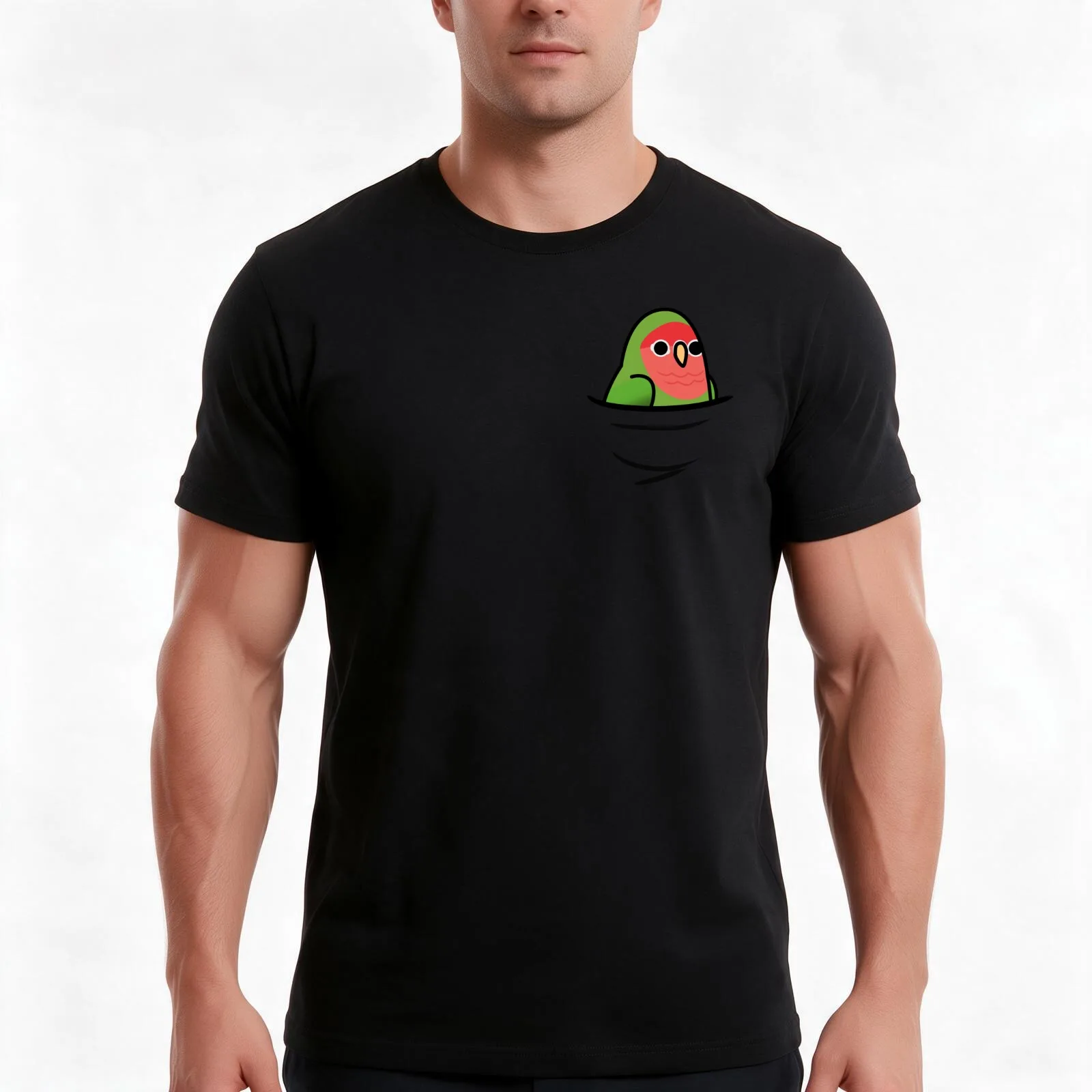 Too Many Birds! - Peach Faced Lovebird T-Shirt, Summer Casual Cotton Tee, Oversized Streetwear Tops, Vintage Graphic Print