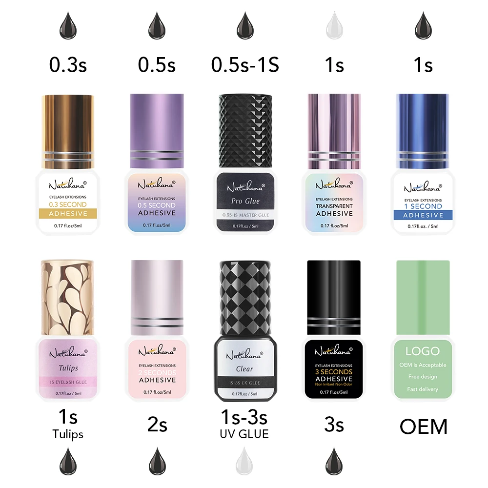 NATUHANA Blumenduft-Wimpernkleber, Tulpenduftkleber für Wimpern, 1 Sekunden, schnell trocknend, starker Kleber für falsche Wimpernverlängerung