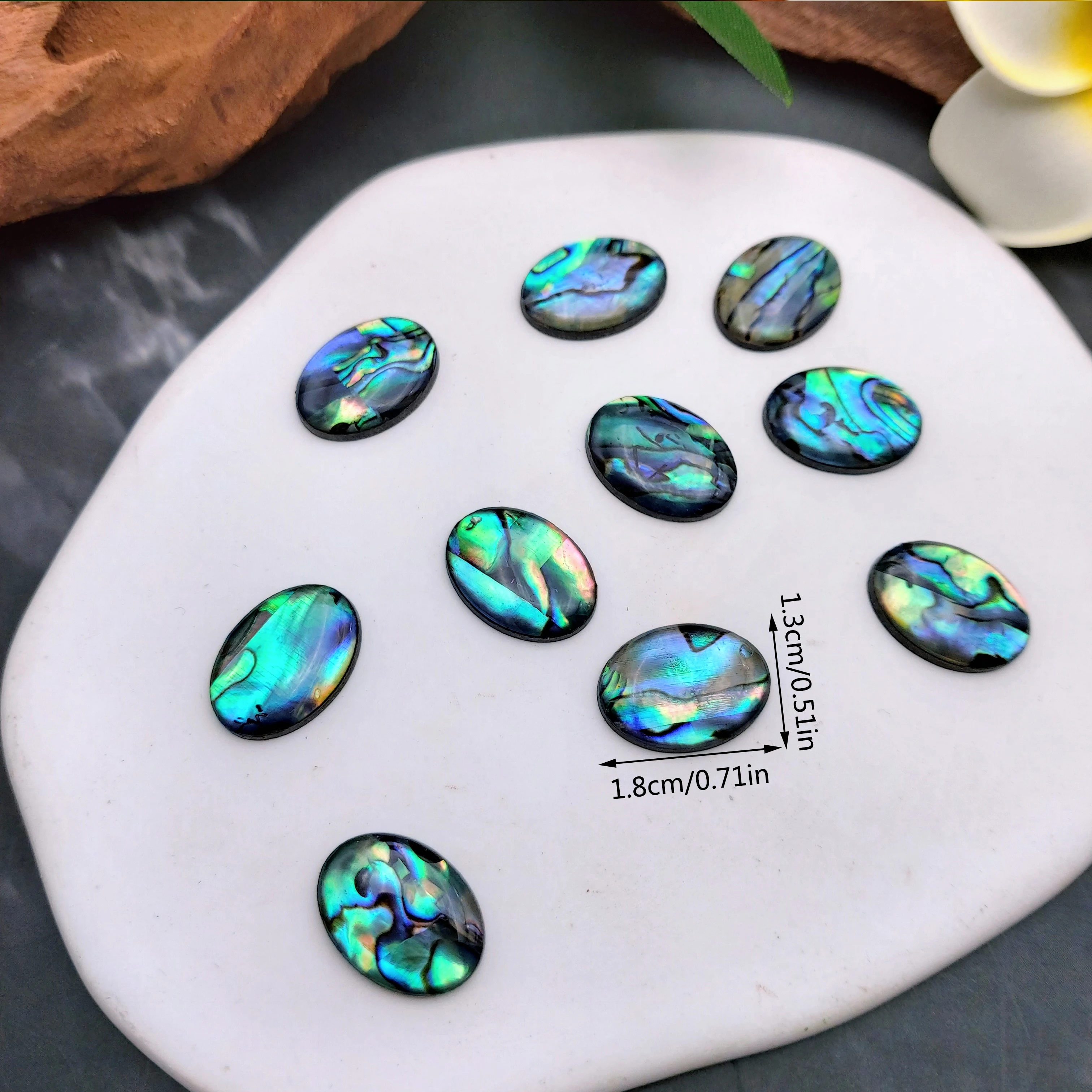 10pcs 13x18mm Abalone Shell Cabs for Rings DIY Making Bright Polish Paua Loose Beads Jewelry