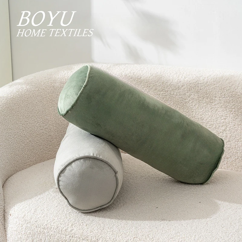 

1pc cylindrical throw pillow, with pillow core, detachable, zipper closure, soft silver fox fleece, sofa decoration, seat lumbar