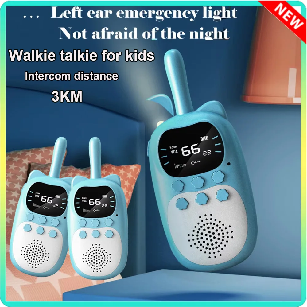 2PCS Kids Walkie Talkie Electronic Toys Children 1000mAh Radio Wireless Phone 3km Range Christmas Birthday Gifts for Boys Girls