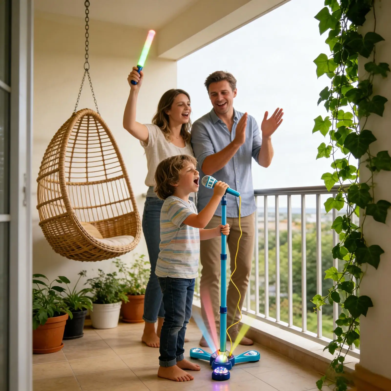 Giocattolo per microfono per bambini Supporto regolabile colorato Giocattoli per canto con microfoni karaoke leggeri Forniture divertenti per ragazzi e ragazze in età prescolare