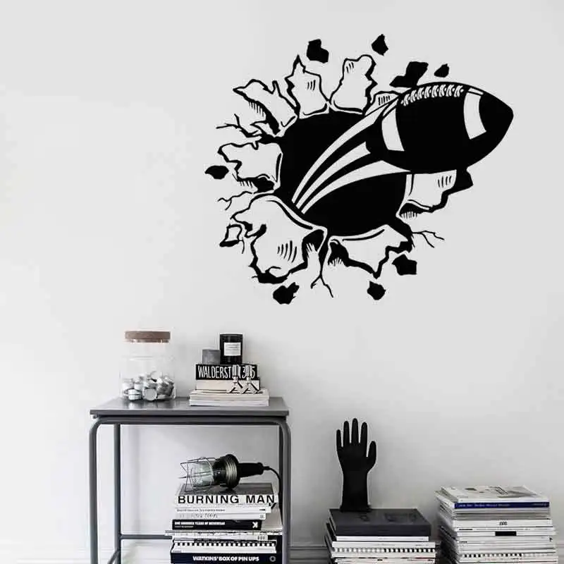 Creative Football Rugby 3D Anime Crack Decorative Wall Stickers Bedroom Living Room Office Waterproof Decorative Wall Stickers06