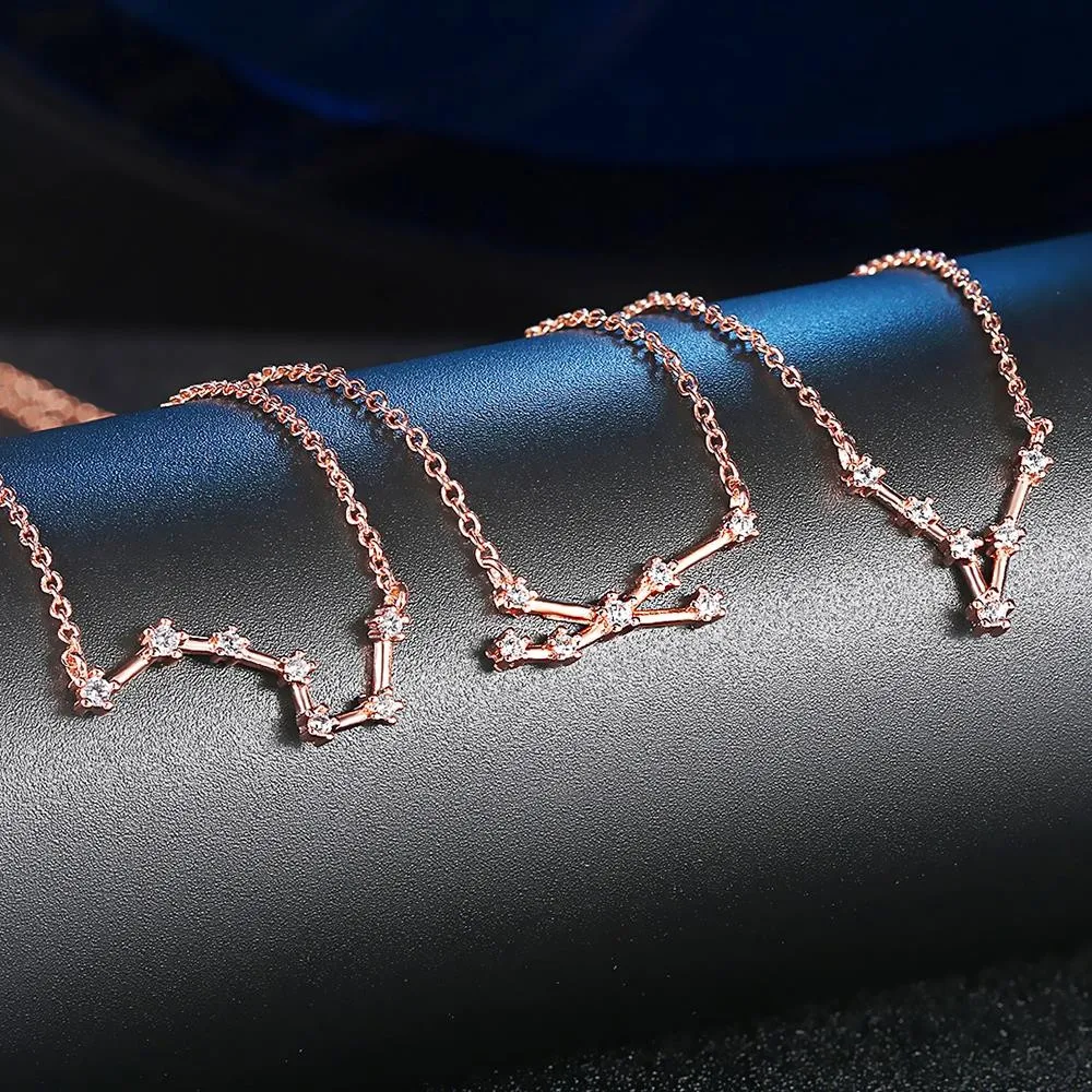 12 علامات زودياك كوكبة قلادة للنساء هدية عيد ميلاد المختنق سلسلة على الرقبة اكسسوارات خاتم هدايا مجوهرات أنيقة N623