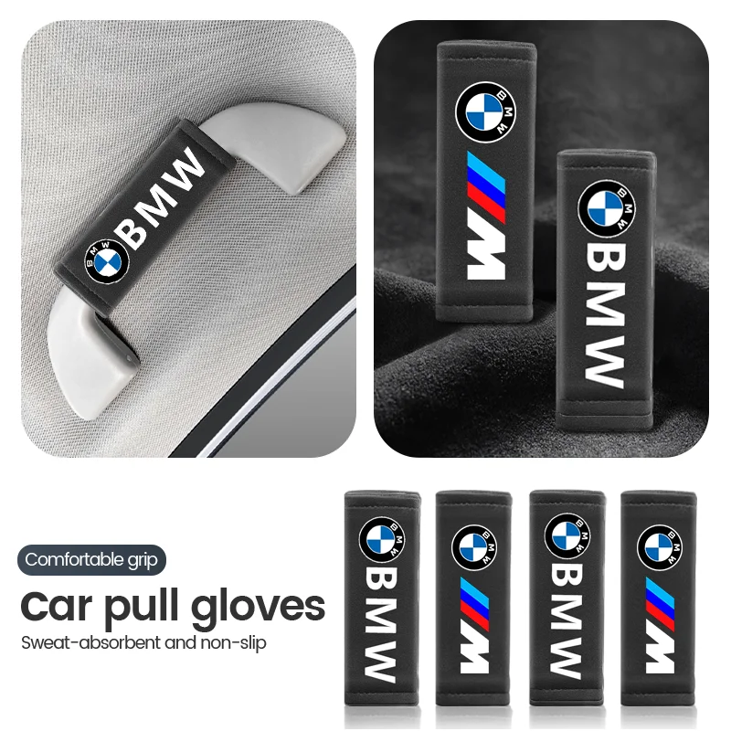 Car Emblem Roof Handle Protection Pull Gloves Auto Interior Accessories For BMW M Performance E36 E60 E90 X2 X1 X3 X5 E46 E39 E7