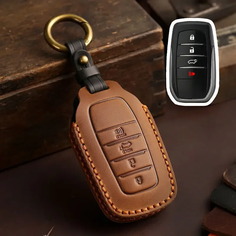 1pc Car Key Case Genuine Leather Cover For Toyota Alphard Vellfire Sienna Senna Keyring Holder Shell Accessories