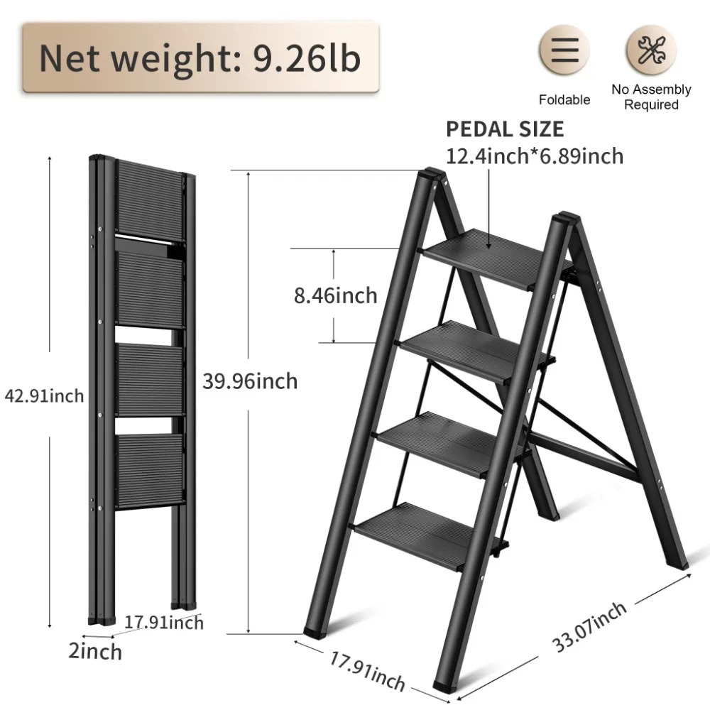 Ladnamy New Four Steps Ladder Ladder Multi-Functional Aluminum Alloy Folding Stair Household Indoor Flower