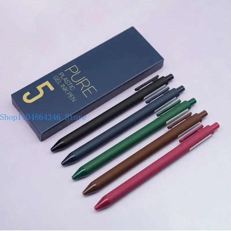 5asd 5PCS Retractable Gel Pen 0.5MM Tip Black Inks for Writing Journaling Note Taking